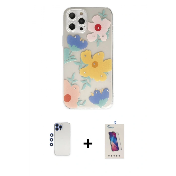 MARSİLYAN™- iPhone 12 Pro Max Kılıf Eksen Asil Prime - Siyah Joko 5D Cam + Shine Kamera Lens - LT