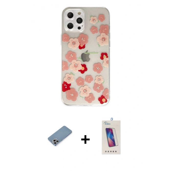 MARSİLYAN™- iPhone 12 Pro Max Kılıf Eksen Asil Prime - Siyah Joko 5D Cam + Shine Kamera Lens Koruma Cam - GI