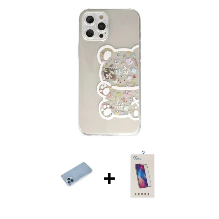 MARSİLYAN™- iPhone 12 Pro Max Kılıf Eksen Asil Prime - Siyah Joko 5D Cam + Shine Kamera Lens Koruma Cam - MI