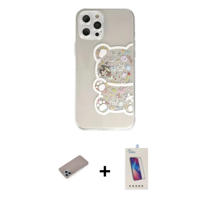 MARSİLYAN™- iPhone 12 Pro Max Kılıf Eksen Asil Prime - Siyah Joko 5D Cam + Shine Kamera Lens Koruma Cam - SABE