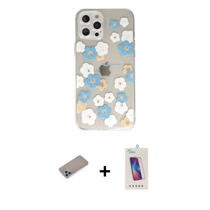 MARSİLYAN™- iPhone 12 Pro Max Kılıf Eksen Asil Prime - Siyah Joko 5D Cam + Shine Kamera Lens Koruma Cam - SABE