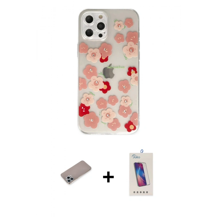 MARSİLYAN™- iPhone 12 Pro Max Kılıf Eksen Asil Prime - Siyah Joko 5D Cam + Shine Kamera Lens Koruma Cam - SABE