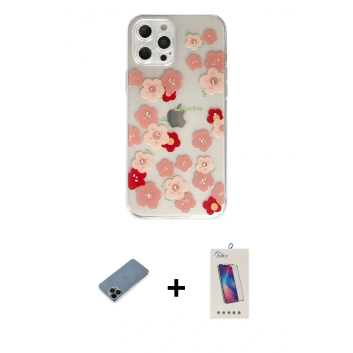 MARSİLYAN™- iPhone 12 Pro Max Kılıf Eksen Asil Prime - Siyah Joko 5D Cam + Shine Kamera Lens Koruma Cam - SH