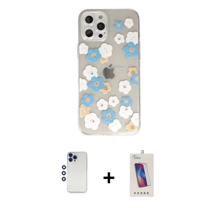 MARSİLYAN™- iPhone 12 Pro Max Kılıf Eksen Asil Prime - Siyah Joko 5D Cam + Shine Kamera Lens - LT