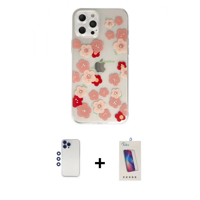 MARSİLYAN™- iPhone 12 Pro Max Kılıf Eksen Asil Prime - Siyah Joko 5D Cam + Shine Kamera Lens - LT