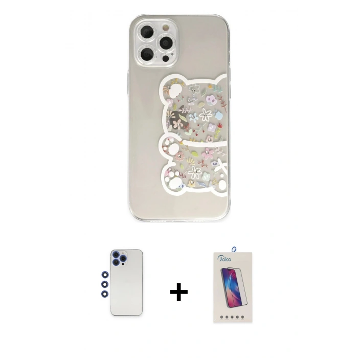 MARSİLYAN™- iPhone 12 Pro Max Kılıf Eksen Asil Prime - Siyah Joko 5D Cam + Shine Kamera Lens - LT