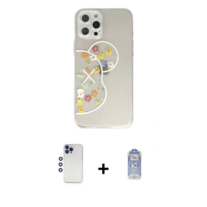 MARSİLYAN™- iPhone 12 Pro Max Kılıf Eksen Asil Prime - Siyah Joko Magic 5D Cam + Shine Kamera Lens - LT