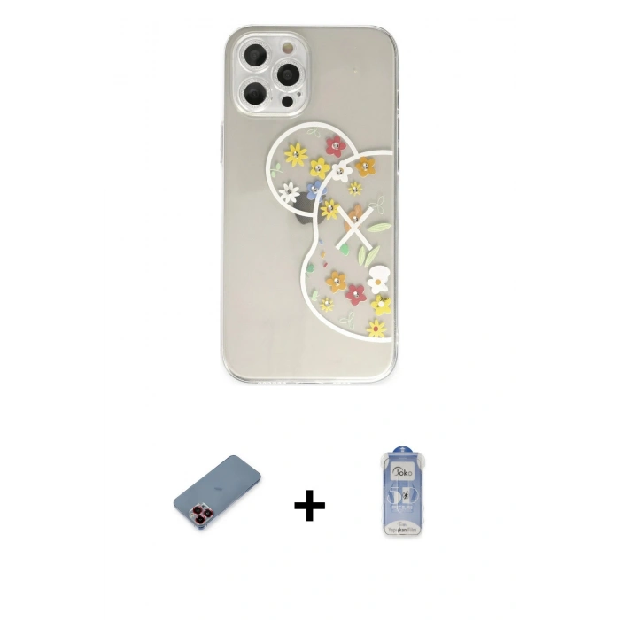 MARSİLYAN™- iPhone 12 Pro Max Kılıf Eksen Asil Prime - Siyah Joko Magic 5D Cam + Metal Kamera Lens Koruma Cam - KI