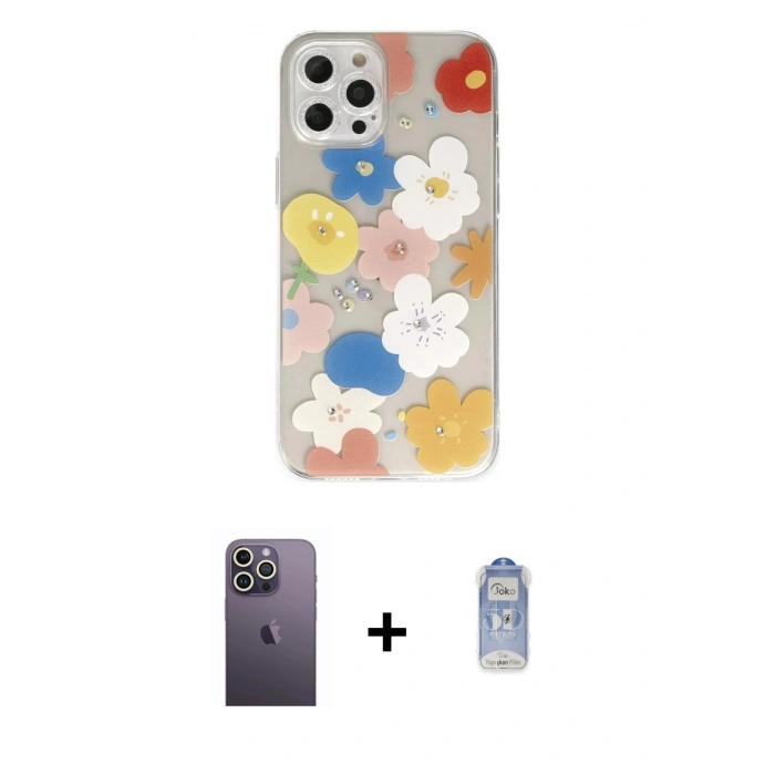 MARSİLYAN™- iPhone 12 Pro Max Kılıf Eksen Asil Prime - Siyah Joko Magic 5D Cam + Neon Fosforlu Kamera Lens - BZ