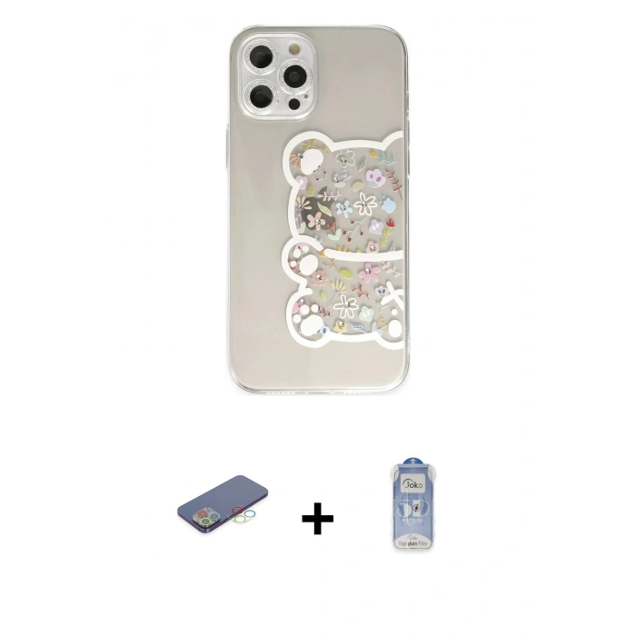 MARSİLYAN™- iPhone 12 Pro Max Kılıf Eksen Asil Prime - Siyah Joko Magic 5D Cam + Renkli Kamera Lens Koruma Cam - MI