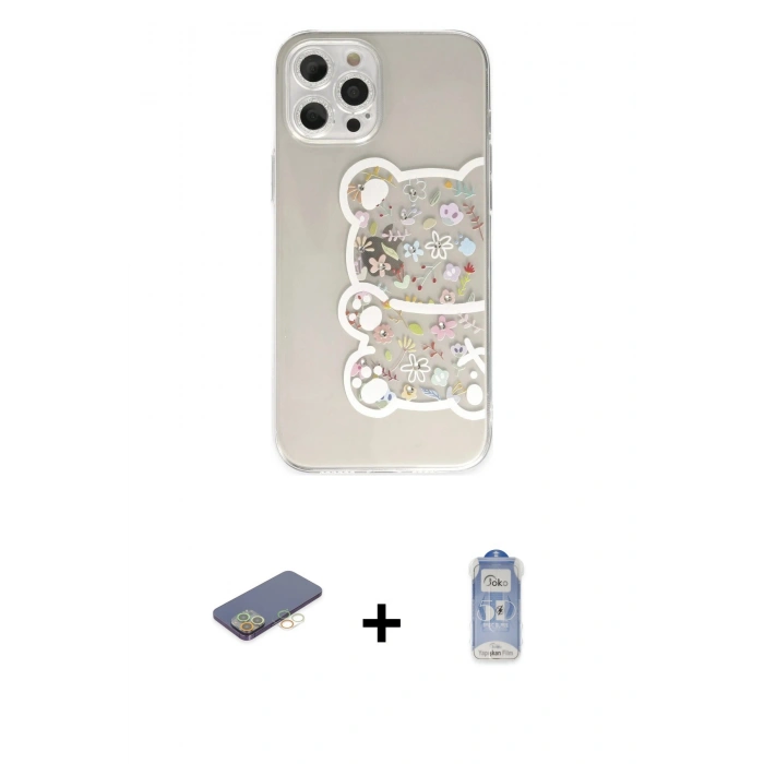 MARSİLYAN™- iPhone 12 Pro Max Kılıf Eksen Asil Prime - Siyah Joko Magic 5D Cam + Renkli Kamera Lens Koruma Cam - SI