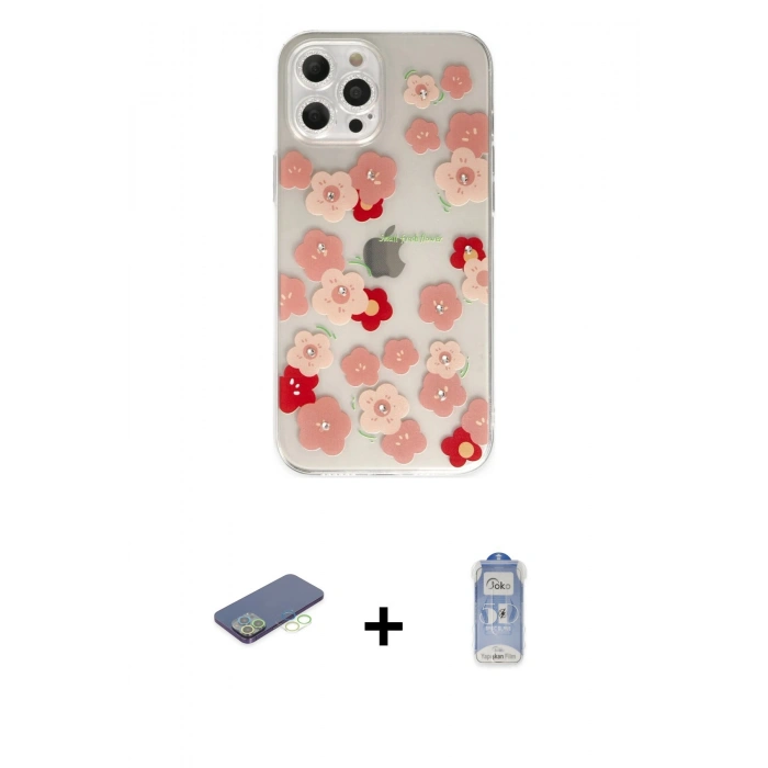 MARSİLYAN™- iPhone 12 Pro Max Kılıf Eksen Asil Prime - Siyah Joko Magic 5D Cam + Renkli Kamera Lens Koruma Cam - YL