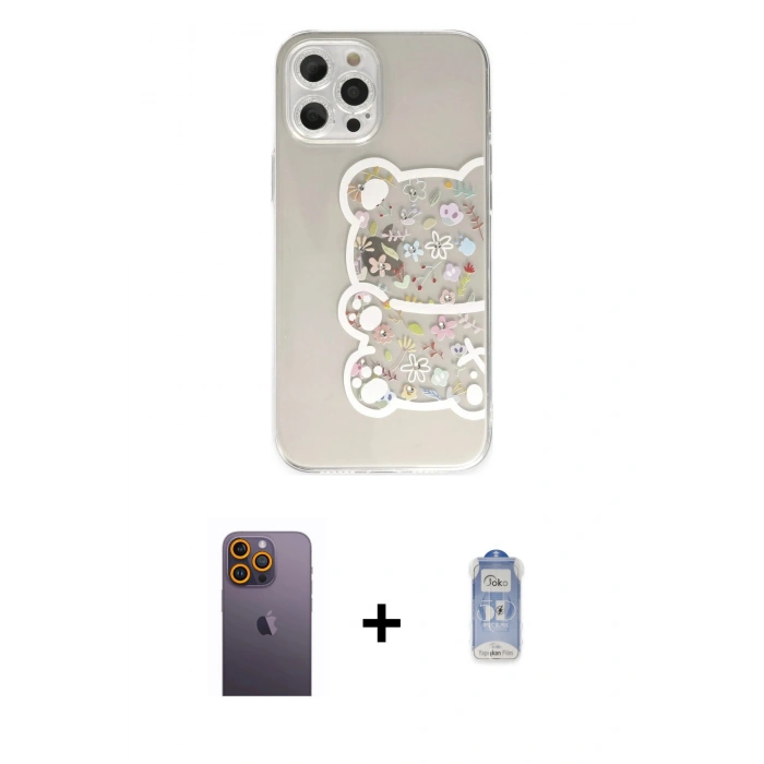 MARSİLYAN™- iPhone 12 Pro Max Kılıf Eksen Asil Prime - Siyah Joko Magic 5D Cam + Sarı Neon Fosforlu Kamera Lens