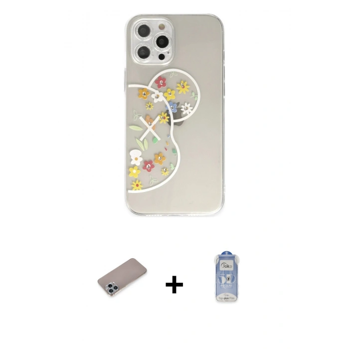 MARSİLYAN™- iPhone 12 Pro Max Kılıf Eksen Asil Prime - Siyah Joko Magic 5D Cam + Shine Kamera Lens Koruma Cam - SABE