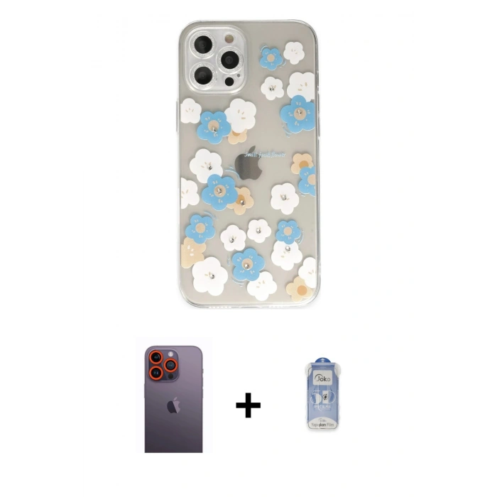 MARSİLYAN™- iPhone 12 Pro Max Kılıf Eksen Asil Prime - Siyah Joko Magic 5D Cam + Neon Fosforlu Kamera Lens - TU