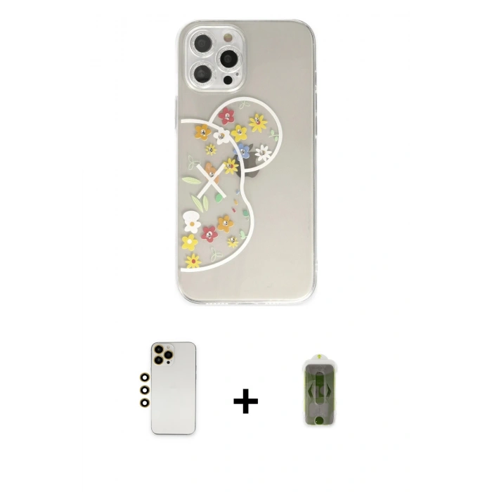 MARSİLYAN™- iPhone 12 Pro Max Kılıf Eksen Asil Prime - Siyah Joko Magic 5D Hayalet Cam + Shine Kamera Lens - GD