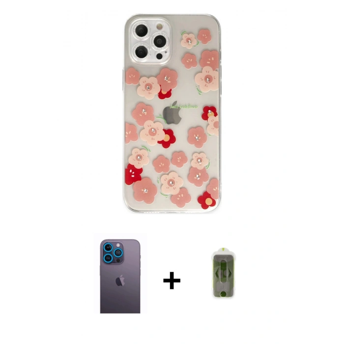 MARSİLYAN™- iPhone 12 Pro Max Kılıf Eksen Asil Prime - Siyah Joko Magic 5D Hayalet Cam + Neon Fosforlu Kamera Lens - MI