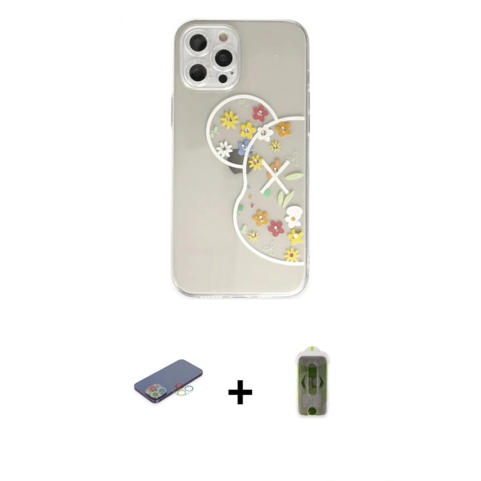 MARSİLYAN™- iPhone 12 Pro Max Kılıf Eksen Asil Prime - Siyah Joko Magic 5D Hayalet Cam + Renkli Kamera Lens Koruma Cam - MI