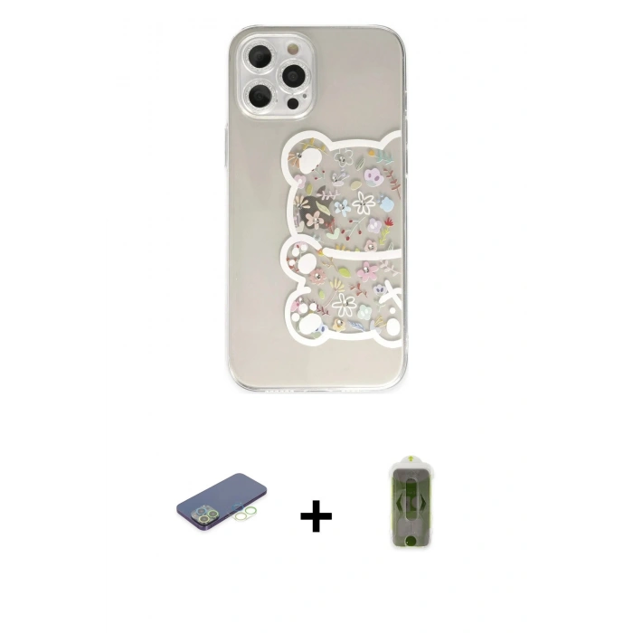 MARSİLYAN™- iPhone 12 Pro Max Kılıf Eksen Asil Prime - Siyah Joko Magic 5D Hayalet Cam + Renkli Kamera Lens Koruma Cam - YL