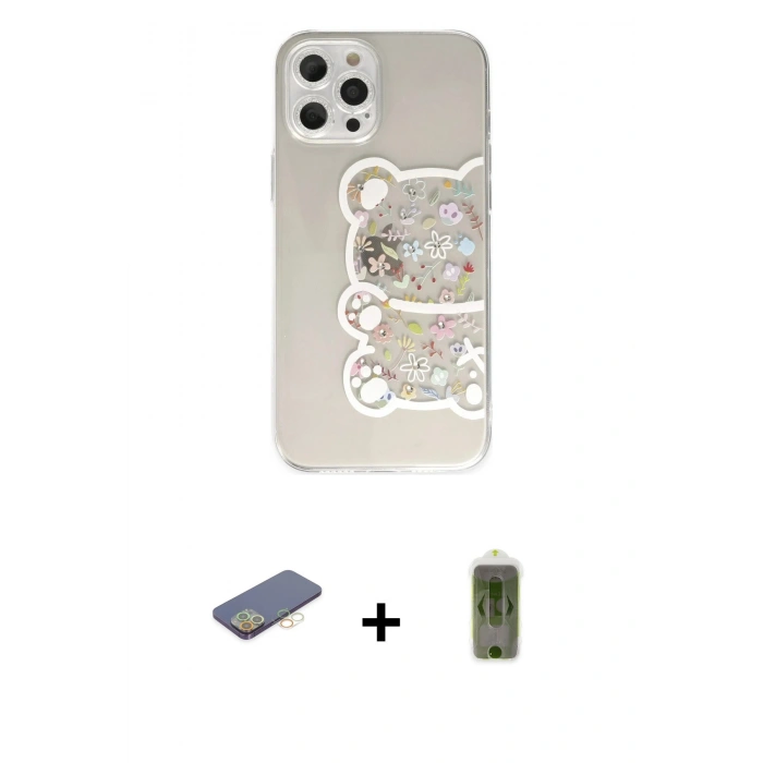 MARSİLYAN™- iPhone 12 Pro Max Kılıf Eksen Asil Prime - Siyah Joko Magic 5D Hayalet Cam + Renkli Kamera Lens Koruma Cam - SI