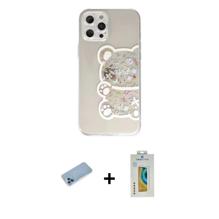 MARSİLYAN™- iPhone 12 Pro Max Kılıf Eksen Asil Prime - Siyah Polymer Nano Ekran Koruyucu + Shine Kamera Lens Koruma Cam - MI