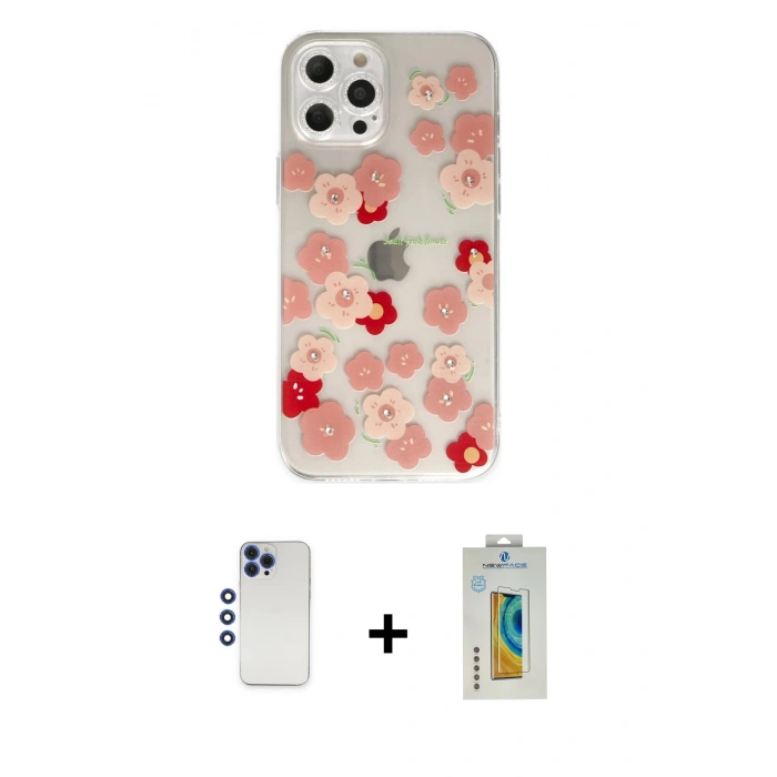 MARSİLYAN™- iPhone 12 Pro Max Kılıf Eksen Asil Prime - Siyah Polymer Nano Ekran Koruyucu + Shine Kamera Lens - LT