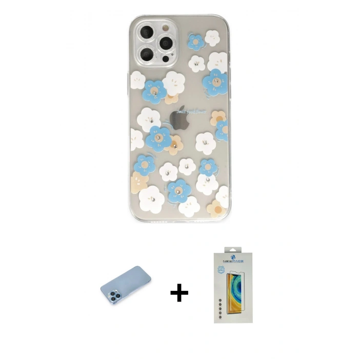 MARSİLYAN™- iPhone 12 Pro Max Kılıf Eksen Asil Prime - Siyah Polymer Nano Ekran Koruyucu + Shine Kamera Lens Koruma Cam - MI