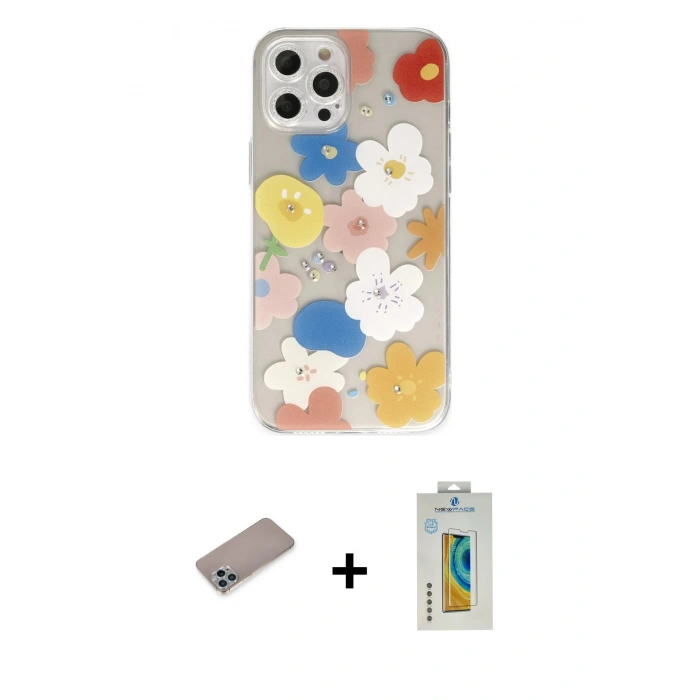 MARSİLYAN™- iPhone 12 Pro Max Kılıf Eksen Asil Prime - Siyah Polymer Nano Ekran Koruyucu + Shine Kamera Lens Koruma Cam - SABE