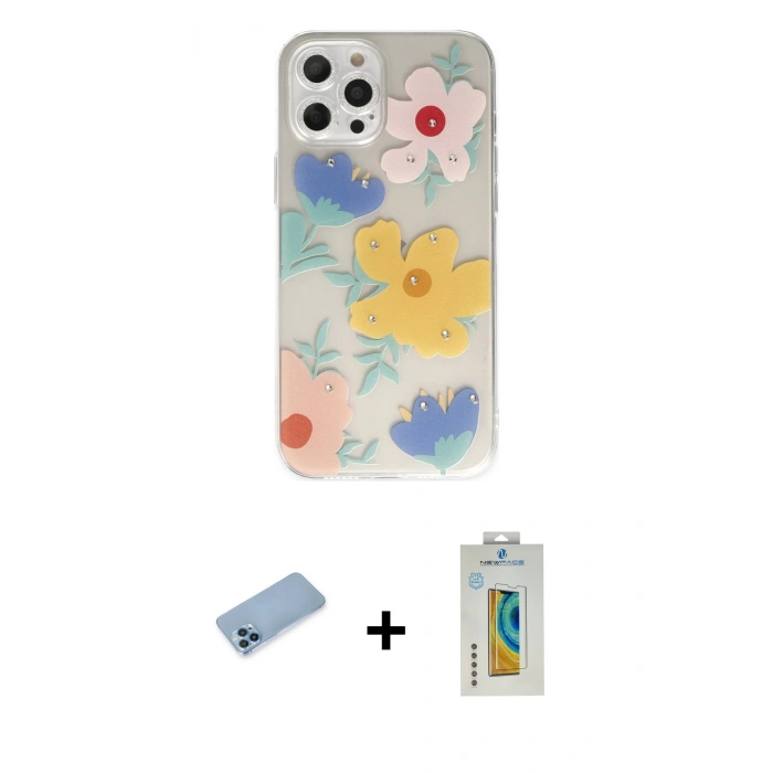 MARSİLYAN™- iPhone 12 Pro Max Kılıf Eksen Asil Prime - Siyah Polymer Nano Ekran Koruyucu + Shine Kamera Lens Koruma Cam - MI