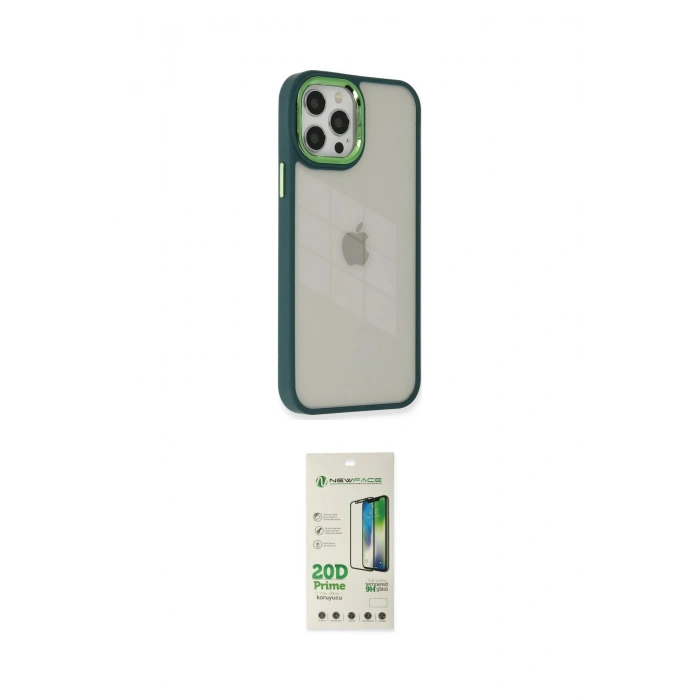 MARSİLYAN™- iPhone 12 Pro Max Kılıf Eksen Doku Prime - Siyah 20D Premium Cam Ekran Koruyucu