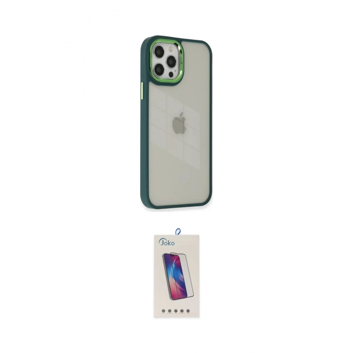 MARSİLYAN™- iPhone 12 Pro Max Kılıf Eksen Doku Prime - Siyah Joko 5D Cam