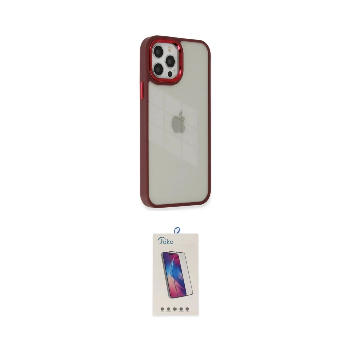 MARSİLYAN™- iPhone 12 Pro Max Kılıf Eksen Doku Prime - Siyah Joko 5D Cam