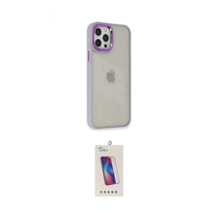 MARSİLYAN™- iPhone 12 Pro Max Kılıf Eksen Doku Prime - Siyah Joko 5D Cam
