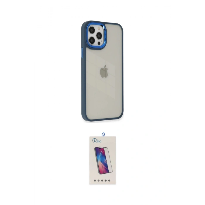 MARSİLYAN™- iPhone 12 Pro Max Kılıf Eksen Doku Prime - Siyah Joko 5D Cam