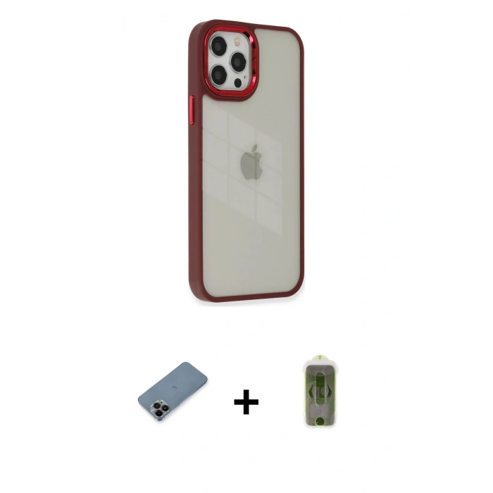 MARSİLYAN™- iPhone 12 Pro Max Kılıf Eksen Doku Prime - Siyah Joko Magic 5D Hayalet Cam + Shine Kamera Lens Koruma Cam - SH