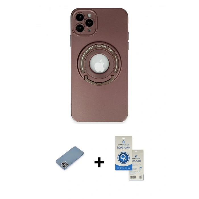 MARSİLYAN™- iPhone 12 Pro Max Kılıf Eksen Klasik Prime - Şeffaf Royal Nano Ekran Koruyucu + Shine Kamera Lens Koruma Cam - GI