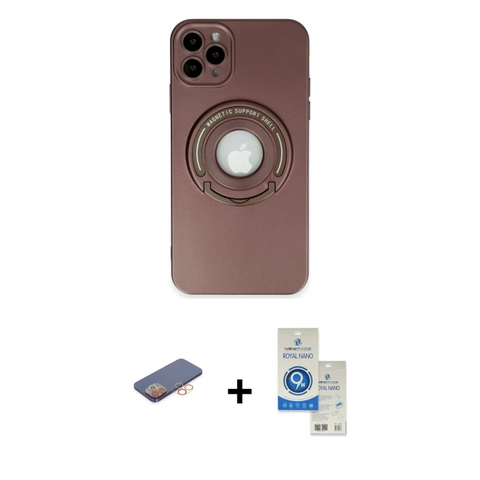 MARSİLYAN™- iPhone 12 Pro Max Kılıf Eksen Klasik Prime - Şeffaf Royal Nano Ekran Koruyucu + Renkli Kamera Lens Koruma Cam - TU