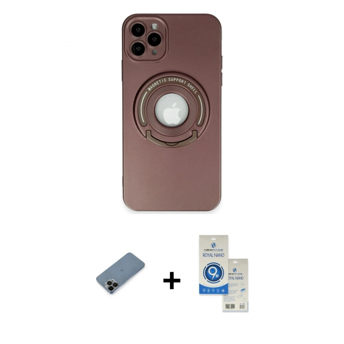 MARSİLYAN™- iPhone 12 Pro Max Kılıf Eksen Klasik Prime - Şeffaf Royal Nano Ekran Koruyucu + Shine Kamera Lens Koruma Cam - SH