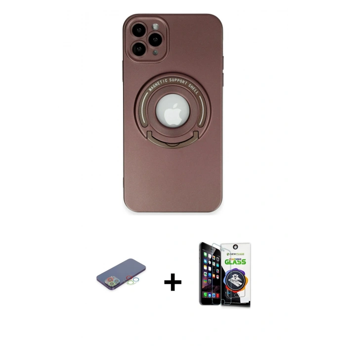 MARSİLYAN™- iPhone 12 Pro Max Kılıf Eksen Klasik Prime - Şeffaf Temperli Cam Ekran Koruyucu + Renkli Kamera Lens Koruma Cam - MI