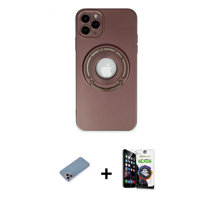 MARSİLYAN™- iPhone 12 Pro Max Kılıf Eksen Klasik Prime - Şeffaf Temperli Cam Ekran Koruyucu + Shine Kamera Lens Koruma Cam - PE