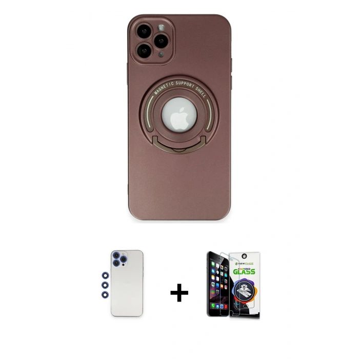 MARSİLYAN™- iPhone 12 Pro Max Kılıf Eksen Klasik Prime - Şeffaf Temperli Cam Ekran Koruyucu + Shine Kamera Lens - LT