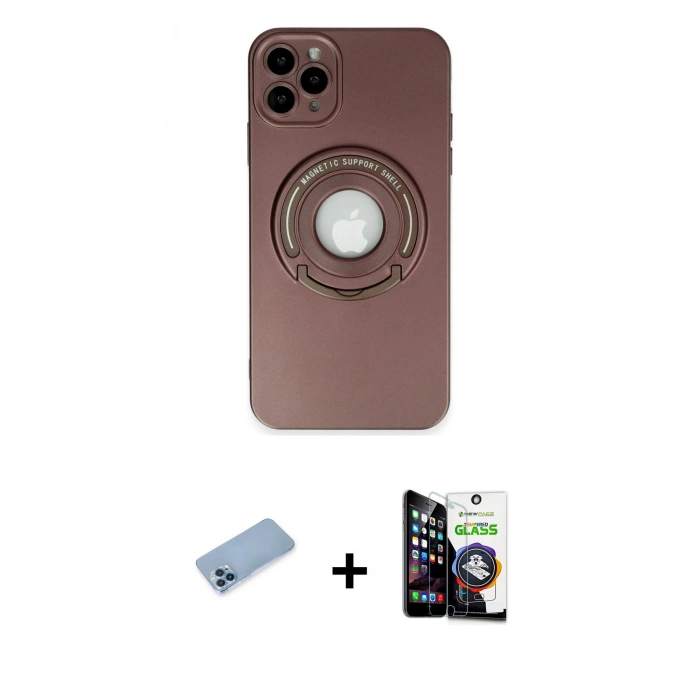 MARSİLYAN™- iPhone 12 Pro Max Kılıf Eksen Klasik Prime - Şeffaf Temperli Cam Ekran Koruyucu + Shine Kamera Lens Koruma Cam - MI