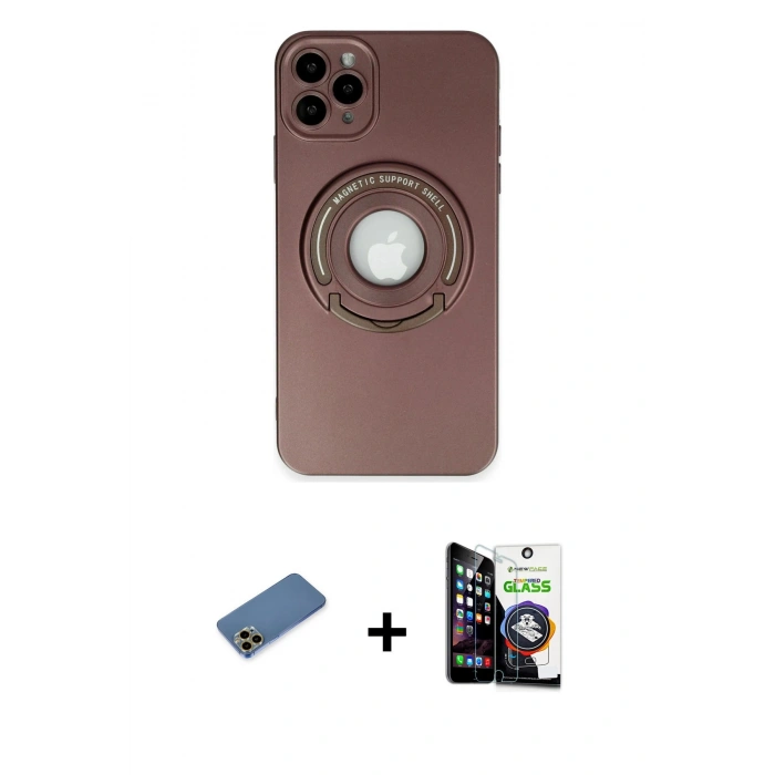 MARSİLYAN™- iPhone 12 Pro Max Kılıf Eksen Klasik Prime - Şeffaf Temperli Cam Ekran Koruyucu + Shine Kamera Lens Koruma Cam - GD