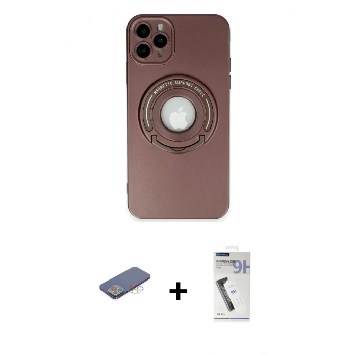 MARSİLYAN™- iPhone 12 Pro Max Kılıf Eksen Klasik Prime - Şeffaf Uv Polymer Nano Ekran Koruyucu + Renkli Kamera Lens Koruma Cam - MI