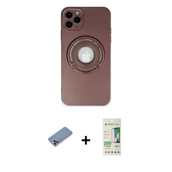 MARSİLYAN™- iPhone 12 Pro Max Kılıf Eksen Klasik Prime - Siyah 20D Premium Cam Ekran Koruyucu + Shine Kamera Lens Koruma Cam - PE
