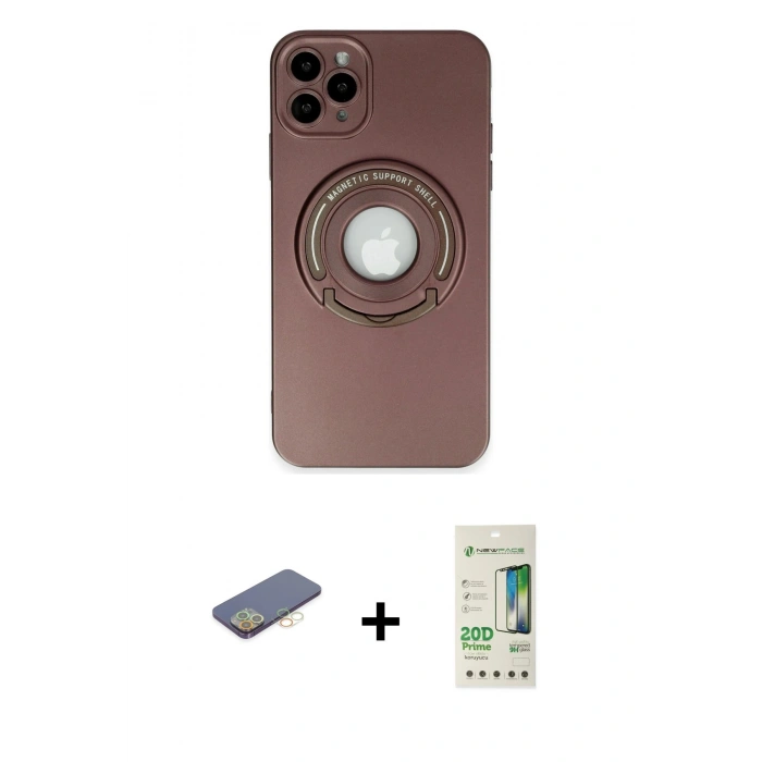 MARSİLYAN™- iPhone 12 Pro Max Kılıf Eksen Klasik Prime - Siyah 20D Premium Cam Ekran Koruyucu + Sarı Renkli Kamera Lens Koruma Cam