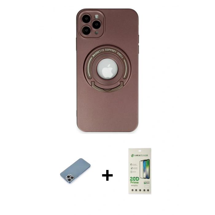 MARSİLYAN™- iPhone 12 Pro Max Kılıf Eksen Klasik Prime - Siyah 20D Premium Cam Ekran Koruyucu + Shine Kamera Lens Koruma Cam - GI