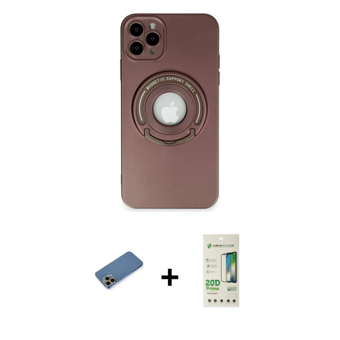 MARSİLYAN™- iPhone 12 Pro Max Kılıf Eksen Klasik Prime - Siyah 20D Premium Cam Ekran Koruyucu + Shine Kamera Lens Koruma Cam - GD