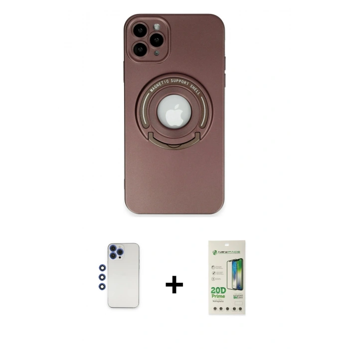 MARSİLYAN™- iPhone 12 Pro Max Kılıf Eksen Klasik Prime - Siyah 20D Premium Cam Ekran Koruyucu + Shine Kamera Lens - LT