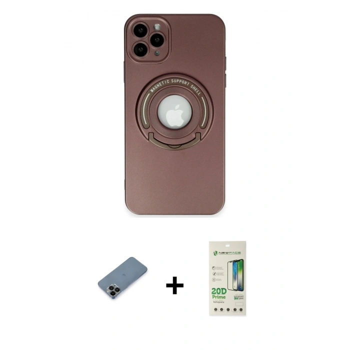 MARSİLYAN™- iPhone 12 Pro Max Kılıf Eksen Klasik Prime - Siyah 20D Premium Cam Ekran Koruyucu + Shine Kamera Lens Koruma Cam - SH